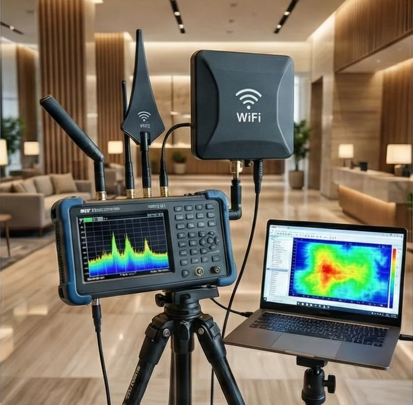 Profesjonalny audyt WiFi w hotelu - pomiary radiowe Ekahau i optymalizacja sieci bezprzewodowej